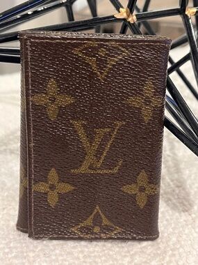 Authentic Louis Vuitton Brown and Gold Monogram Key & Card Holder